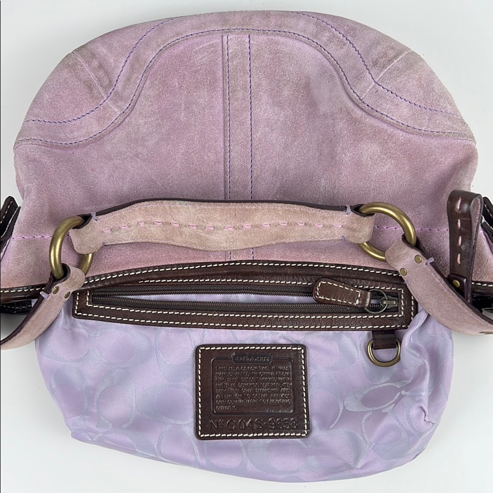Coach Y2K Suede Pastel Lavender Pink Mini Small Hobo Shoulder Bag 9658 - Picture 12 of 16